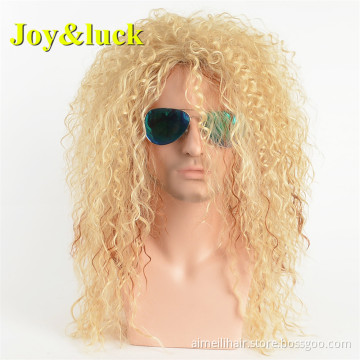 Male Blond Curly Hair Wholesale Wig for Blonde Black Long Mens Hairstyle Natural Afro Kinky Curly Men Wigs Synthetic Hair Wigs
